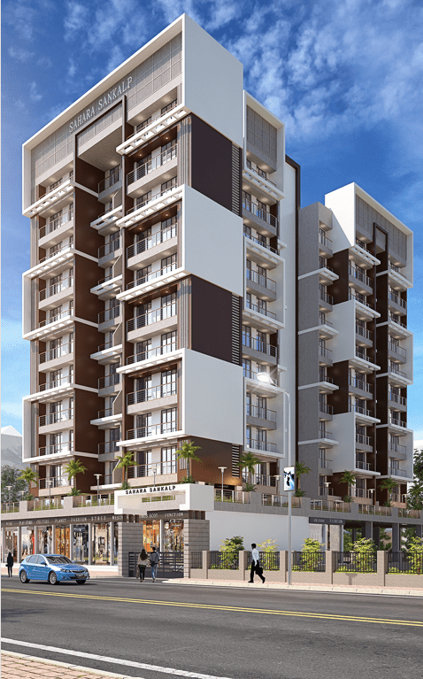 Sahara Sankalp Residency, a G+11 residential cum commercial building at Karanjade, Panvel by Shreeraj Group